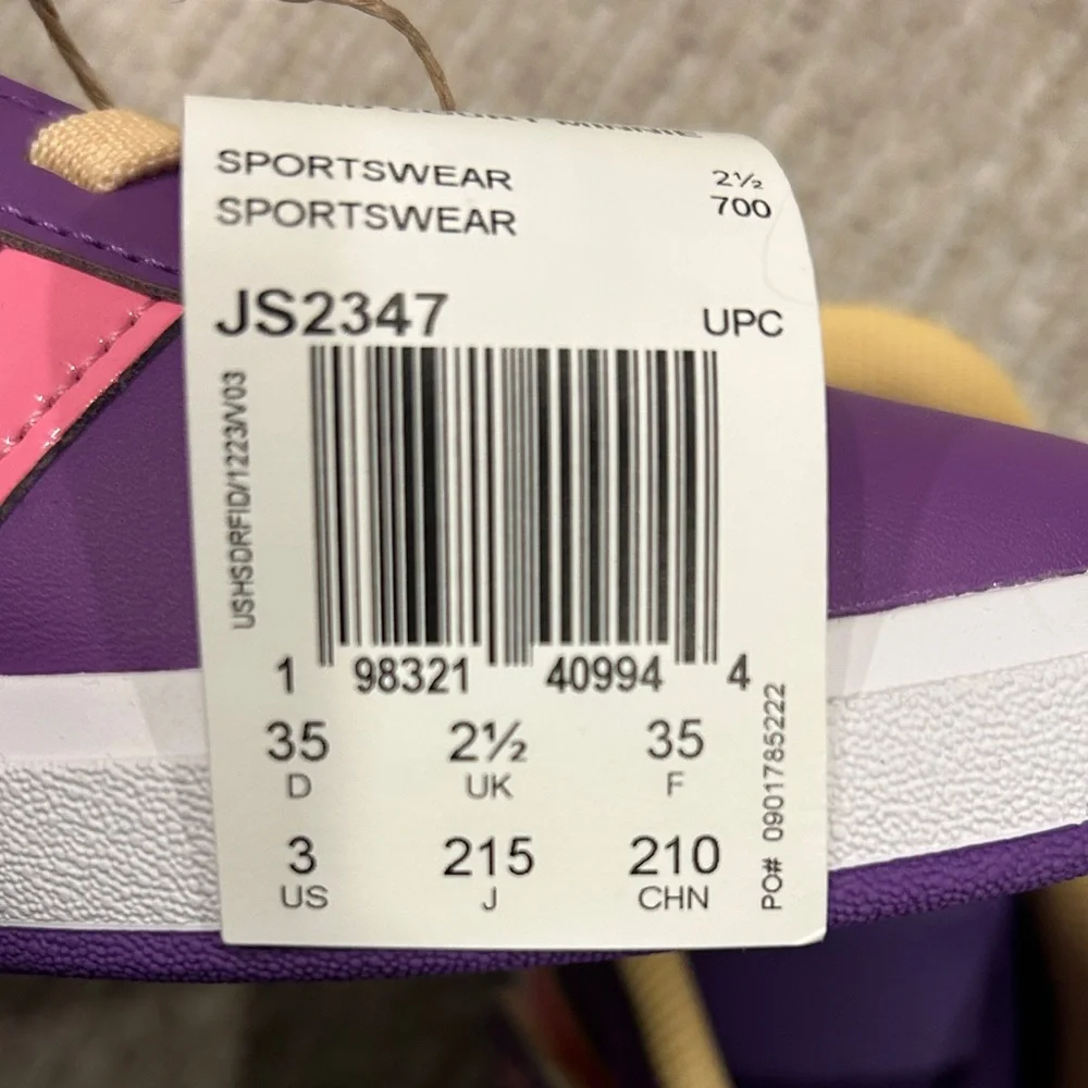 Adidas Kids' Purple & Pink Casual Sneakers Girls size 3
